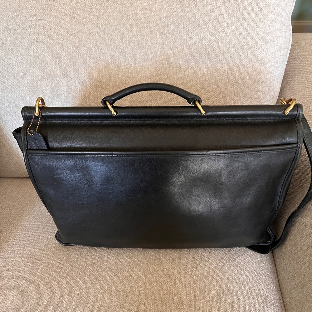 Coach Beekman Leather Briefcase Messenger Laptop Bag Black w/ Strap 5266 VTG - Picture 2 of 16